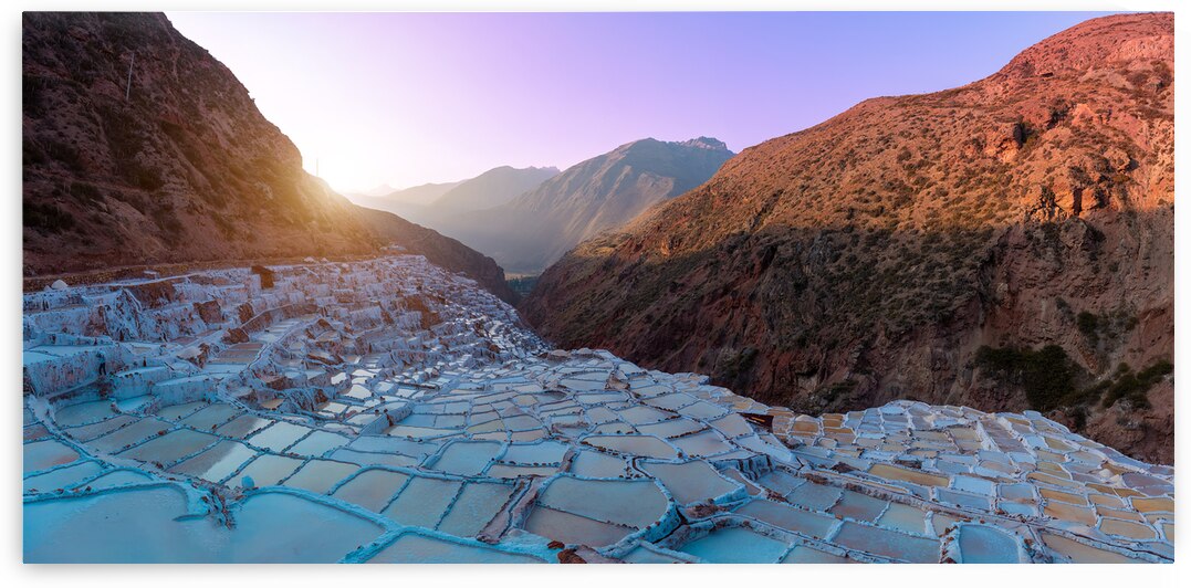 Scenic salinas Maras Salt mines in Sacred Valley Valle Sagrado in Cusco Peru by Elijah Lovkoff