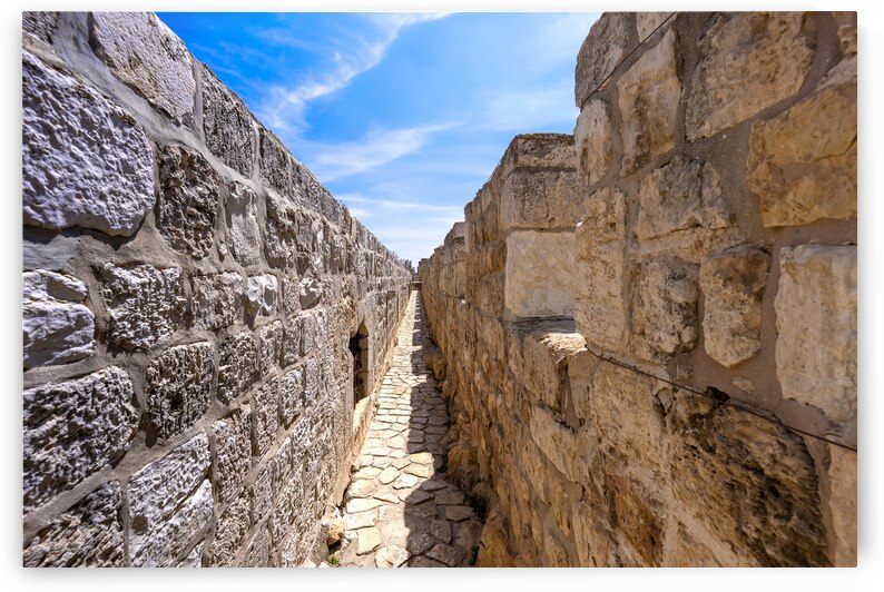 Jerusalem Israel scenic ramparts walk over walls of Old City with panoramic skyline views by Elijah Lovkoff