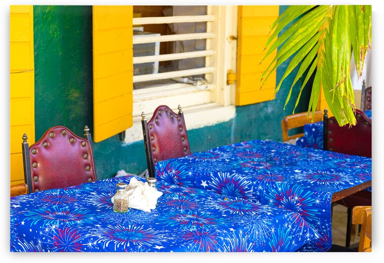 Saint Croix US Virgin Islands Frederiksted street restaurants and cafes in historic city center by Elijah Lovkoff