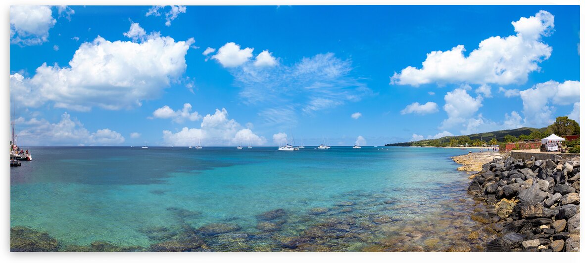 Panoramic skyline view of Saint Croix Frederiksted US Virgin Islands on Caribbean vacation by Elijah Lovkoff
