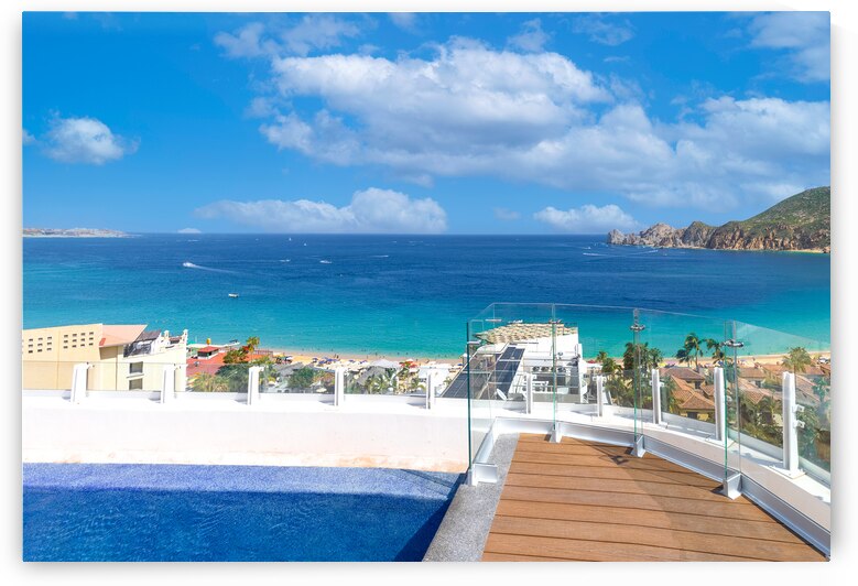 exico Scenic panoramic aerial view of Los Cabos tourist destination Arch of Cabo San Lucas El Arco Playa Amantes and Playa del Divorcio by Elijah Lovkoff