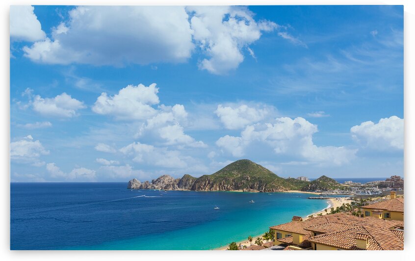 Cabo San Lucas Mexico Scenic panoramic aerial view of Los Cabos landmark tourist destination Arch of Cabo San Lucas El Arco whale watching and snorkeling spot by Elijah Lovkoff