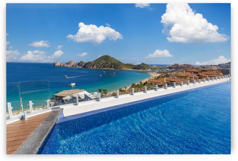 Scenic panoramic aerial view of Los Cabos landmark tourist destination Arch of Cabo San Lucas by Elijah Lovkoff