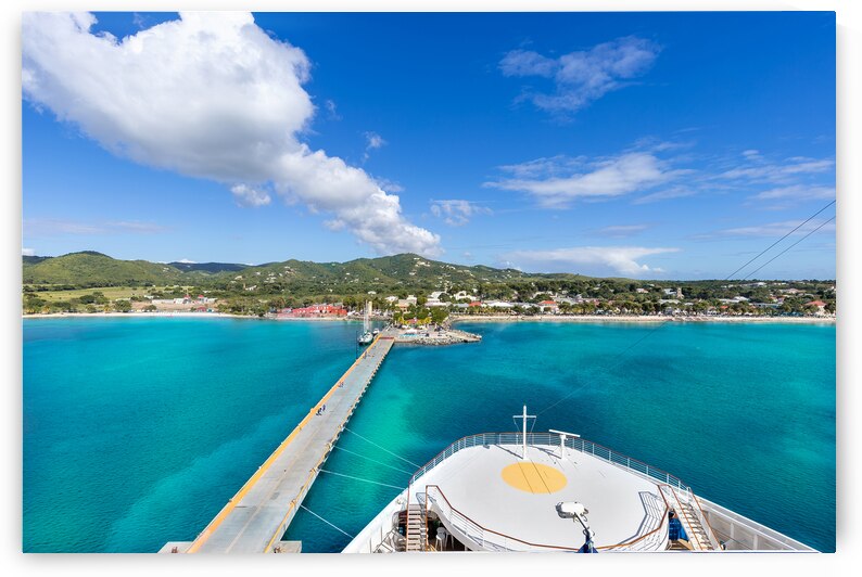 Cruise ship Caribbean vacation. Saint Croix Frederiksted US Virgin Islands panoramic shoreline by Elijah Lovkoff