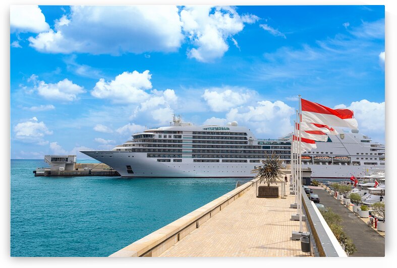 Luxury cruise ship heading to vacation from Monaco Monte Carlo Port Hercules by Elijah Lovkoff