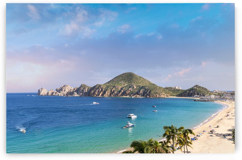 Cabo San Lucas Mexico Scenic panoramic aerial view of Los Cabos landmark tourist destination Arch of Cabo San Lucas El Arco whale watching and snorkeling spot by Elijah Lovkoff