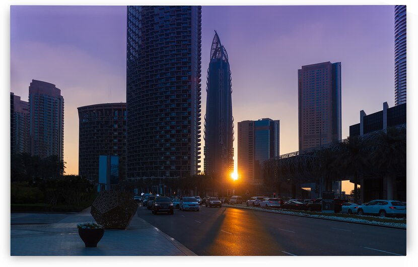 UAE Dubai downtown financial skyline and business shopping center near Dubai Mall by Elijah Lovkoff