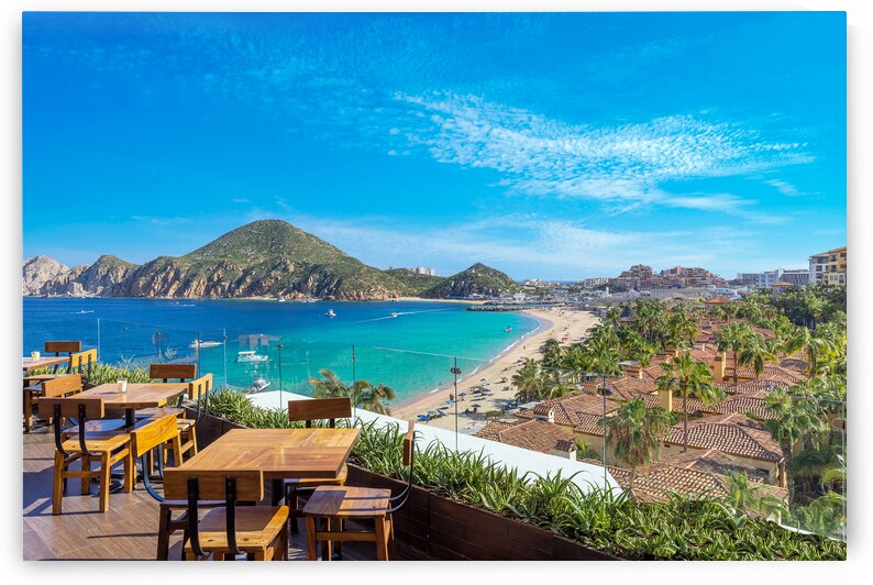 Scenic panoramic aerial view of Los Cabos landmark tourist destination Arch of Cabo San Lucas by Elijah Lovkoff