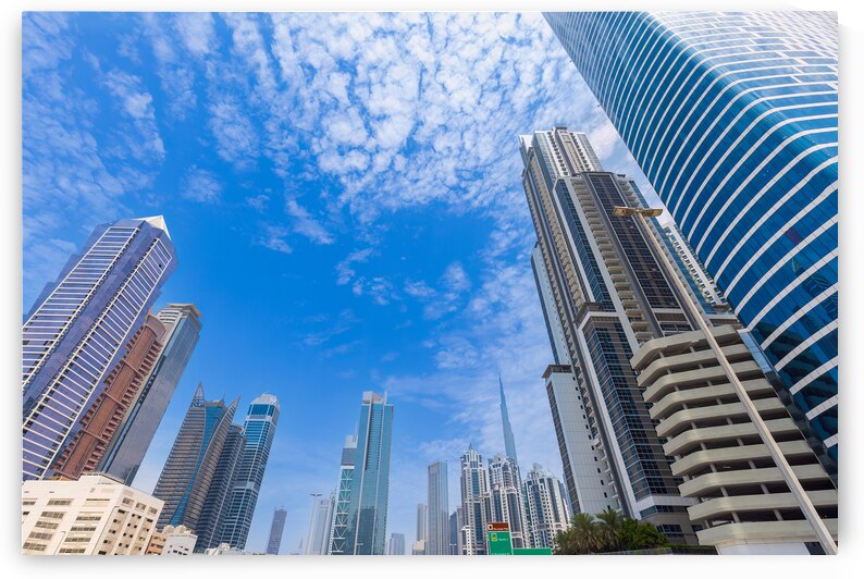 UAE Dubai downtown financial skyline and business shopping center near Dubai Mall by Elijah Lovkoff