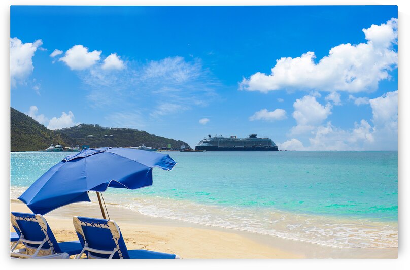 Scenic beaches of Sint Maarten island on a Caribbean cruise vacation by Elijah Lovkoff