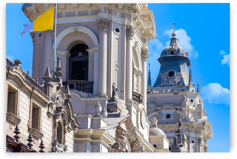 Lima Peru Archbishop Palace on colonial Central plaza Mayor or Plaza de Armas in historic center by Elijah Lovkoff