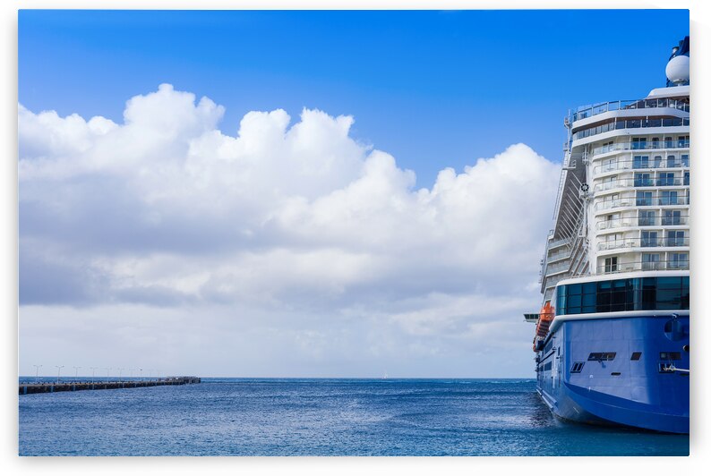 Cruise ship on Sint Maarten island on a Caribbean cruise vacation by Elijah Lovkoff