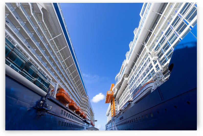 Cruise ship on Sint Maarten island on a Caribbean cruise vacation by Elijah Lovkoff