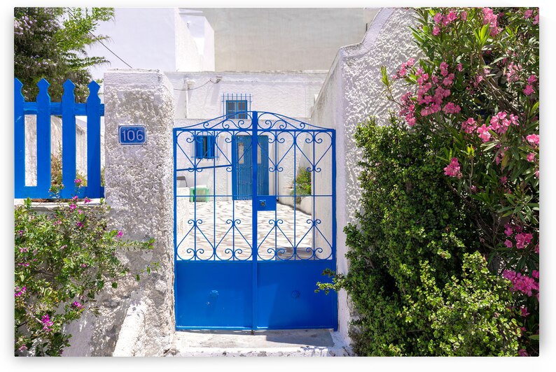 Greece Islands scenic panoramic sea views of Santorini island from Fira village by Elijah Lovkoff