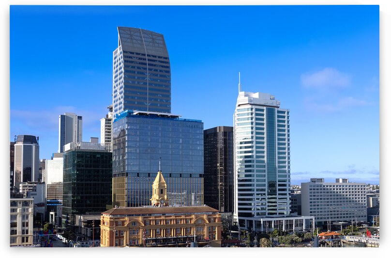 Scenic panoramic views of Auckland skyline and financial downtown city center by Elijah Lovkoff