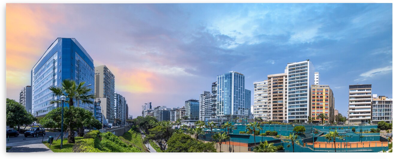 Peru luxury condominiums located near Miraflores Lima Malecon promenade on the ocean shore by Elijah Lovkoff