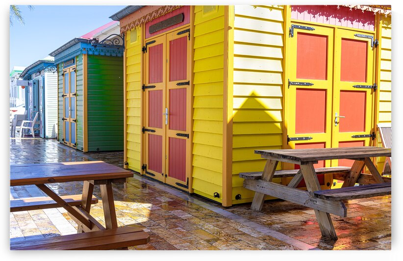 Caribbean cruise vacation. Colonial scenic colorful streets of Philipsburg by Elijah Lovkoff