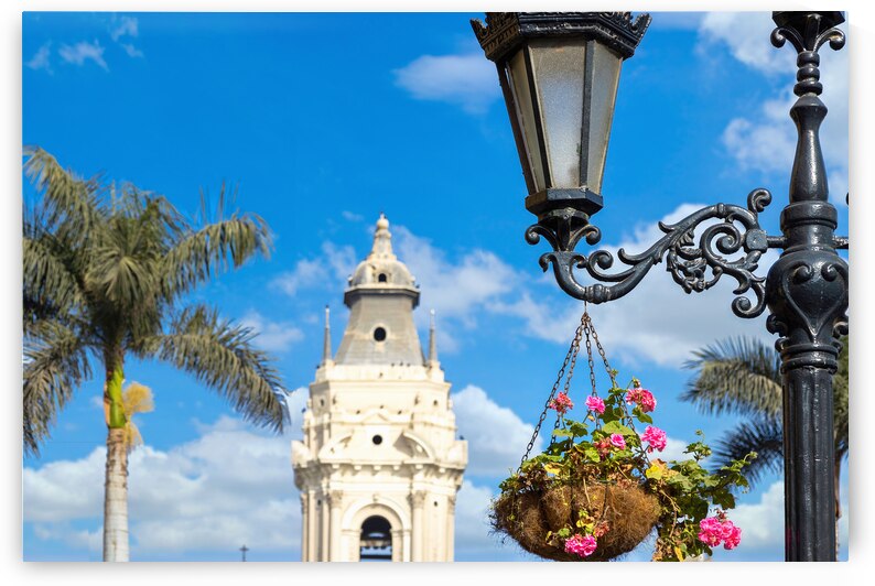 Lima Peru Archbishop Palace on colonial Central plaza Mayor or Plaza de Armas in historic center by Elijah Lovkoff