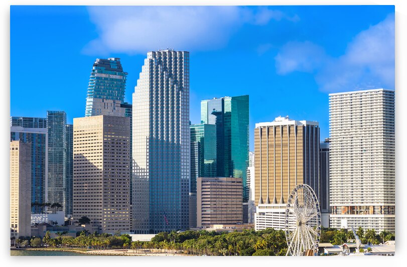 USA scenic Miami harbor panoramic skyline close to Miami port and Biscayne bay by Elijah Lovkoff