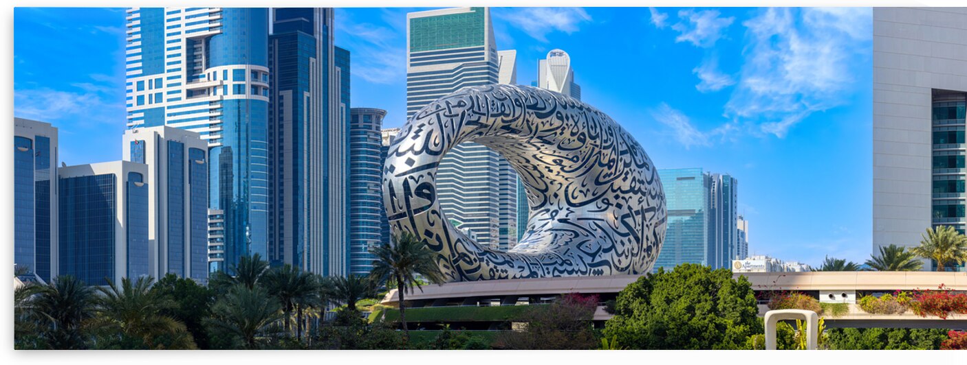 Dubai Museum of the Future an exhibition space for innovative and futuristic technologies with quotes from Sheikh Mohammed bin Rashid written on the walls by Elijah Lovkoff