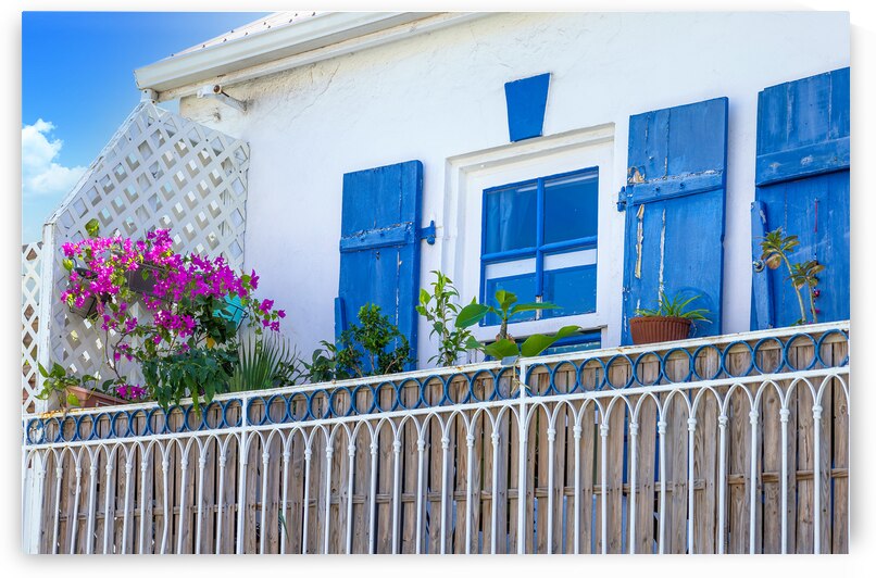 Caribbean cruise vacation. Colonial scenic colorful streets of Marigot in Saint Martin by Elijah Lovkoff
