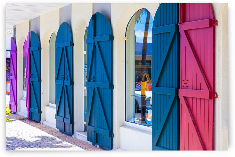 Caribbean cruise vacation. Colonial scenic colorful streets of Marigot in Saint Martin by Elijah Lovkoff