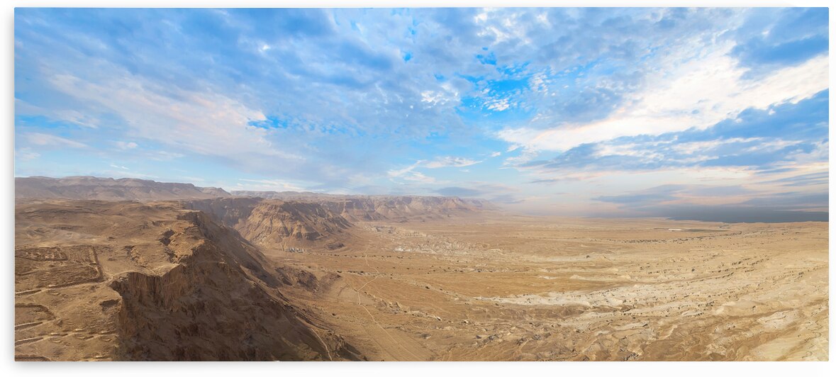 Israel Panoramic views from Masada Fortress in National Park in Negev Judaean Desert near Dead Sea by Elijah Lovkoff