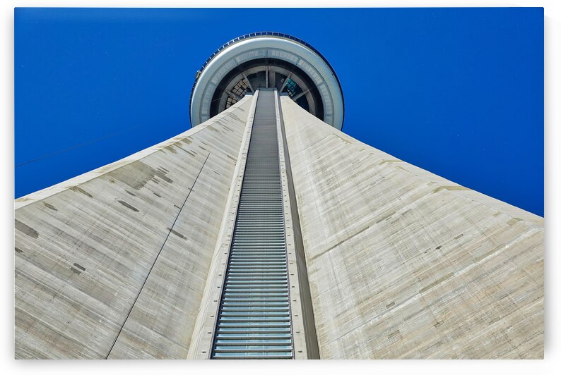 Toronto Canada 26 July 2018: Famous CN Tower overlooking Ontario Lake by Elijah Lovkoff