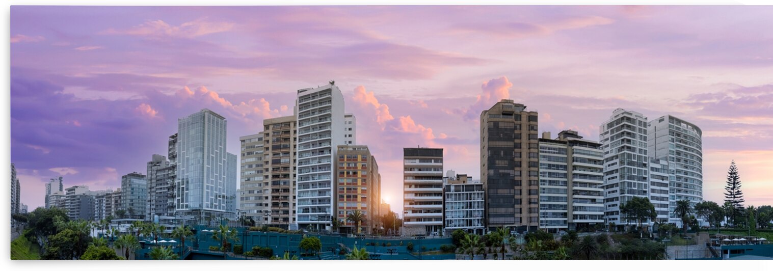 Peru luxury condominiums located near Miraflores Lima Malecon promenade on the ocean shore by Elijah Lovkoff