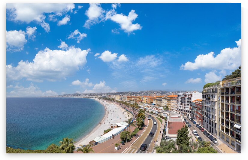 France panoramic skyline of old historic Nice center and azure  by Elijah Lovkoff