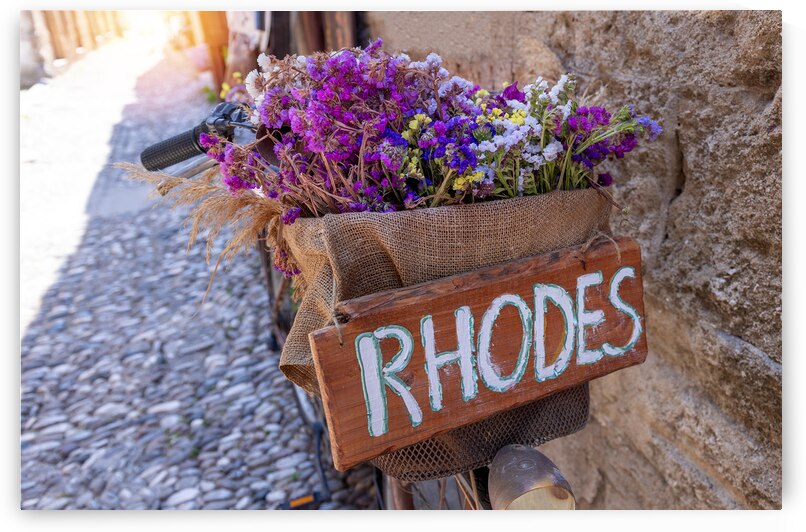 Greece travel destination colorful streets of Rhodes island city Rhodes in historic city center by Elijah Lovkoff