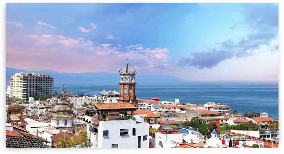 Mexico panoramic view of Puerto Vallarta near sea promenade Malecon beaches and historic center by Elijah Lovkoff