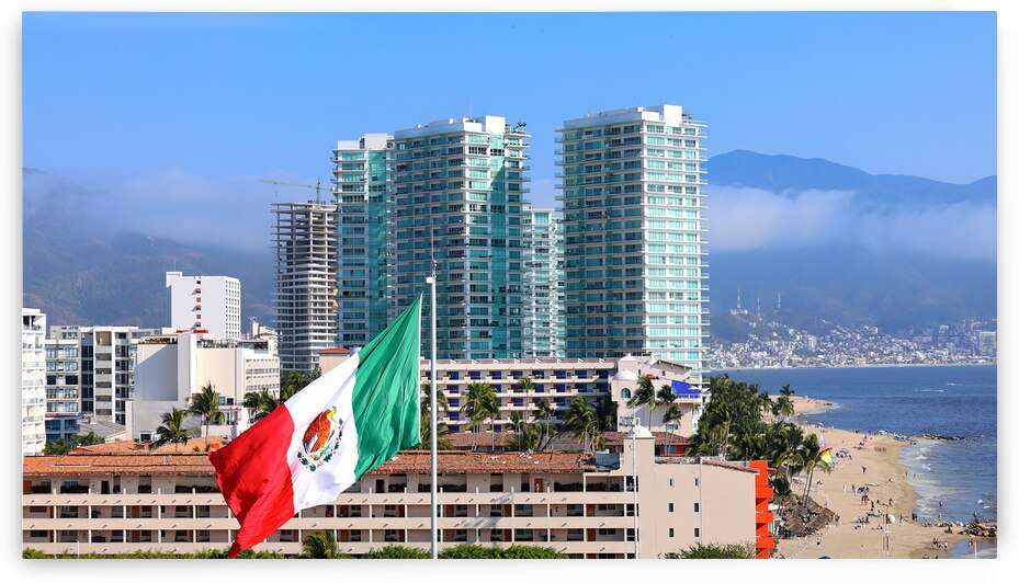 Mexico panoramic view of Puerto Vallarta near sea promenade Malecon beaches and historic center by Elijah Lovkoff