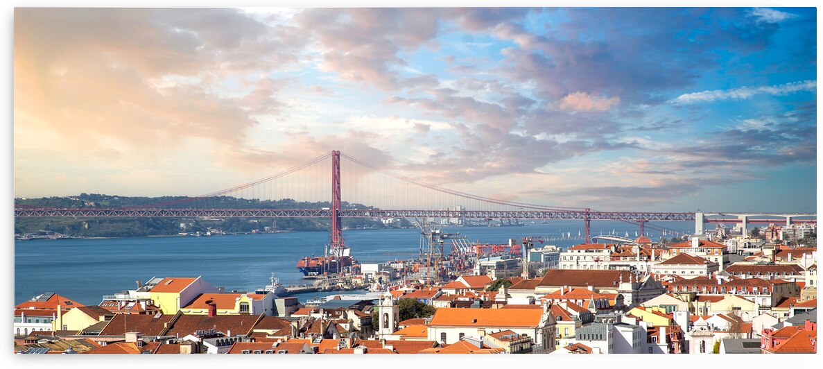 Lisbon Landmark suspension 25 of April bridge by Elijah Lovkoff