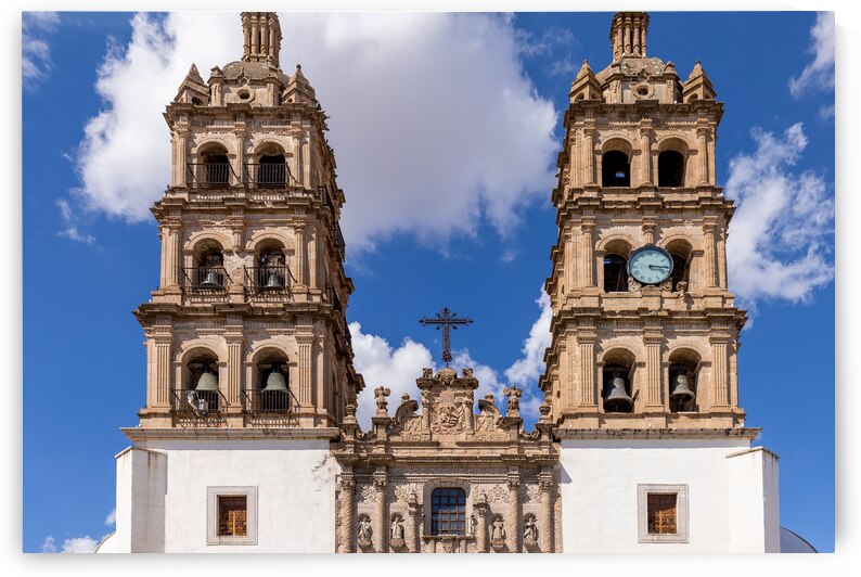 Mexico Catholic church of Cathedral Basilica of Durango in colonial historic city center located opposite Durango central square Plaza de Armas by Elijah Lovkoff
