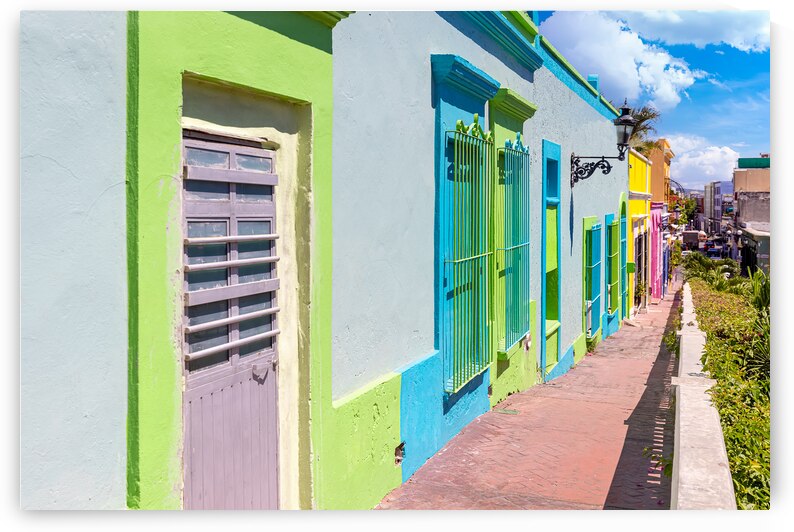 Mazatlan Mexico Colorful colonial streets in historic city center near Malecon and tourist destinations by Elijah Lovkoff