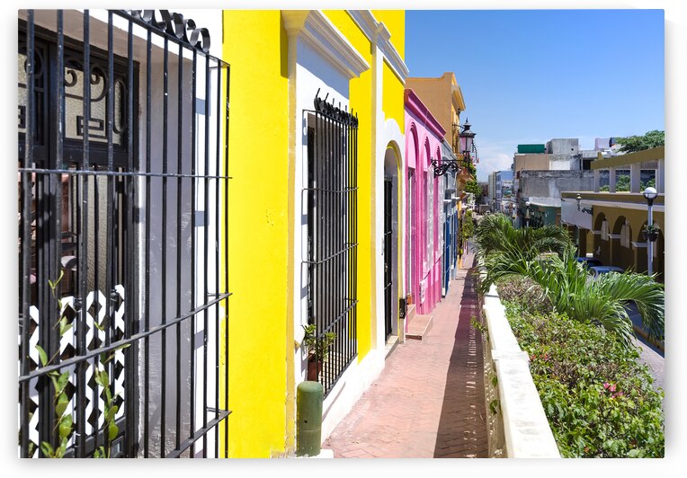 Mexico Mazatlan Colorful old city streets in historic city center near El Malecon promenade ocean shore Zona Hotelera Hotel Zone and central Mazatlan Basilica cathedral by Elijah Lovkoff