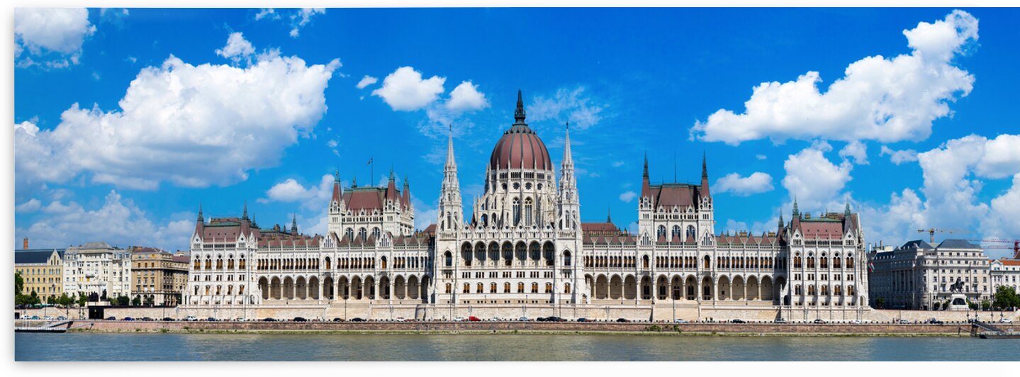 Hungary panoramic view of the Parliament and Budapest city skyline of historic center by Elijah Lovkoff