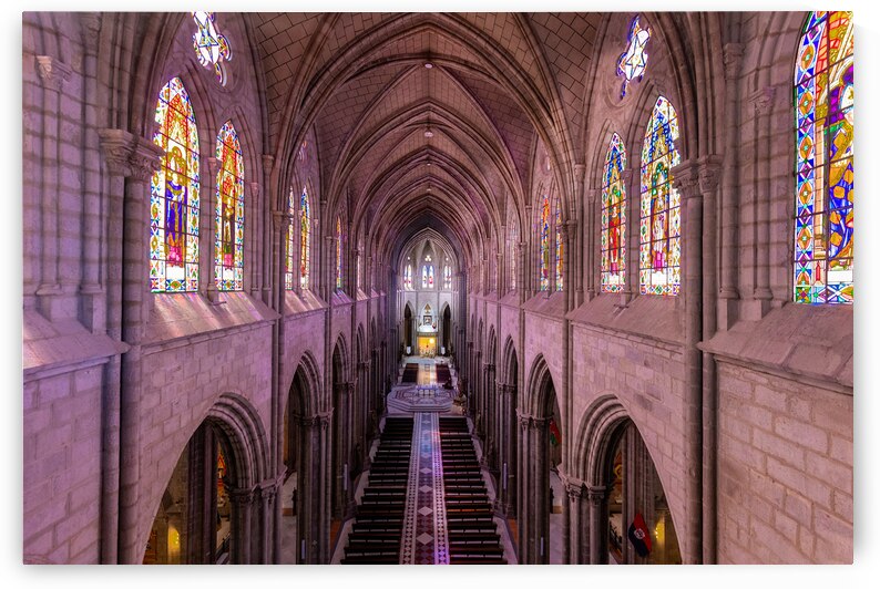 Cathedral Basilica of National Vow in historic center of Quito Ecuador. Roman catholic church by Elijah Lovkoff