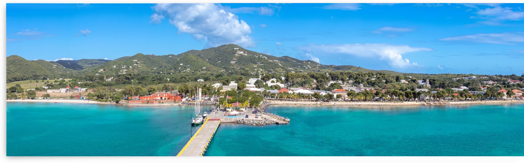 Panoramic skyline view of Saint Croix Frederiksted US Virgin Islands on Caribbean vacation by Elijah Lovkoff