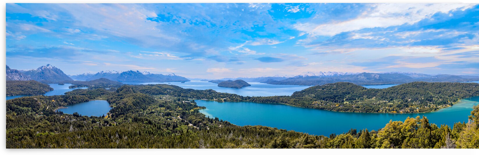 Argentina Patagonia scenic panoramic landscapes of Isla Victoria and Andes from Cerro Campanario by Elijah Lovkoff