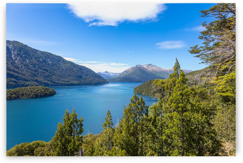 Argentina Patagonia Scenic panorama of Isla Pique Huapi in Nahuel Huapi national park by Elijah Lovkoff