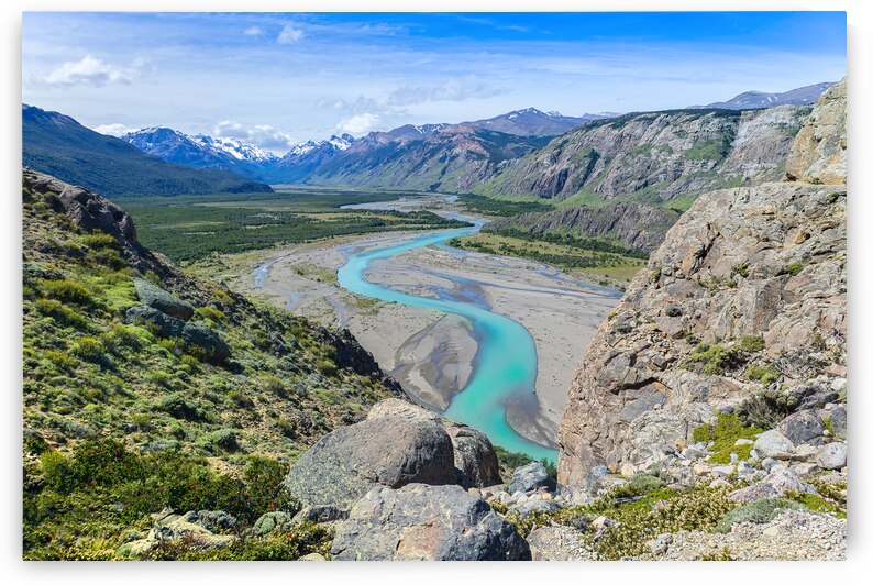 Scenic landscapes of Mount Cerro Fitz Roy in Patagonia near El Chalten El Calafate and lake Capri by Elijah Lovkoff