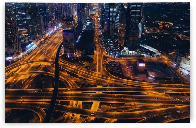 UAE Dubai panoramic skyline view of city downtown and Dubai Mall by Elijah Lovkoff