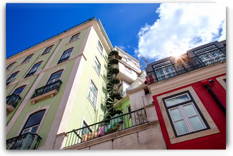 Typical Portuguese architecture and colorful buildings of Lisbon historic city center by Elijah Lovkoff