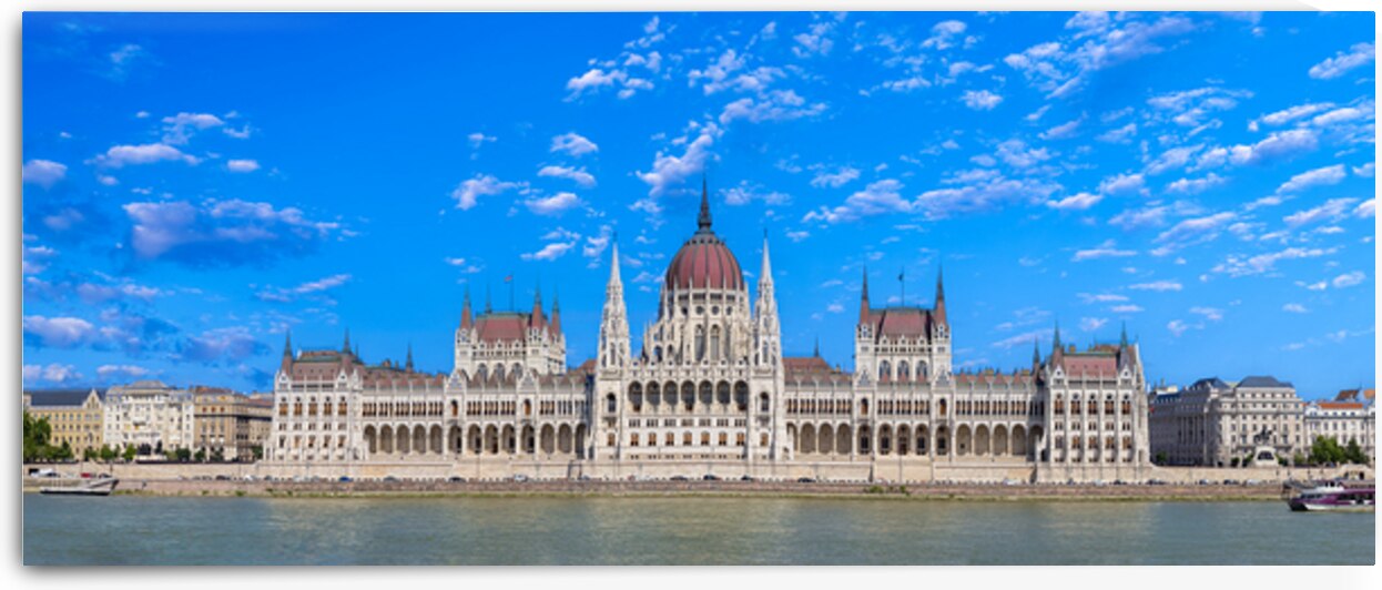 Hungary panoramic view of the Parliament and Budapest city skyline of historic center by Elijah Lovkoff