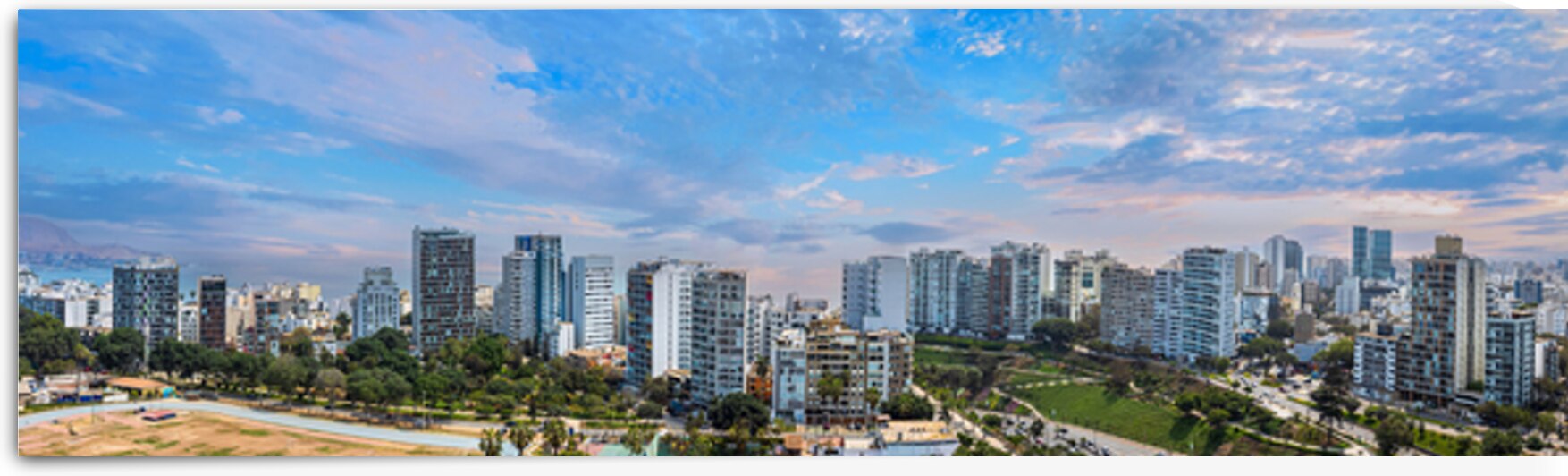 Lima Peru. Upscale residence district Barranco. Condos and private houses along ocean shore by Elijah Lovkoff