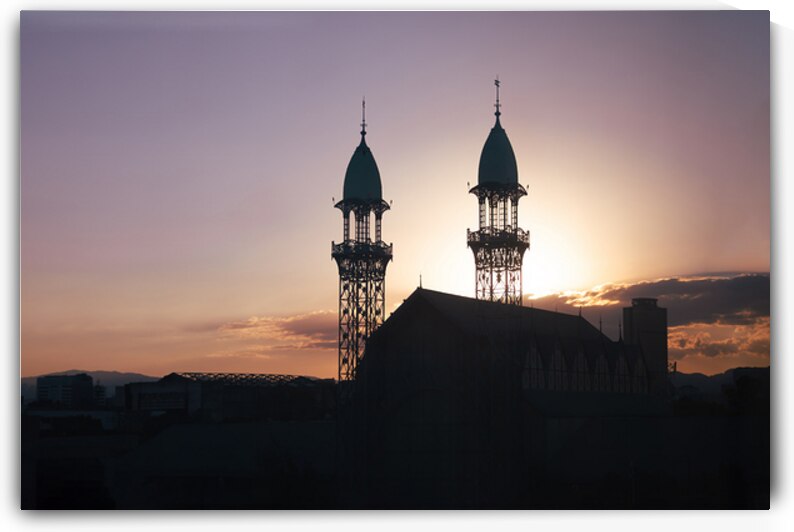 Mexico City streets in historic center near Zocalo Square and Mexico City cathedral at sunset by Elijah Lovkoff