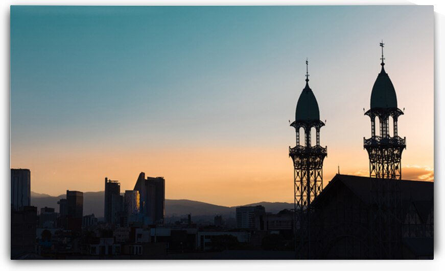 Mexico City streets in historic center near Zocalo Square and Mexico City cathedral at sunset by Elijah Lovkoff