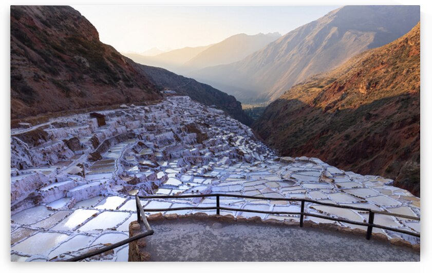 Scenic salinas Maras Salt mines in Sacred Valley Valle Sagrado in Cusco Peru by Elijah Lovkoff